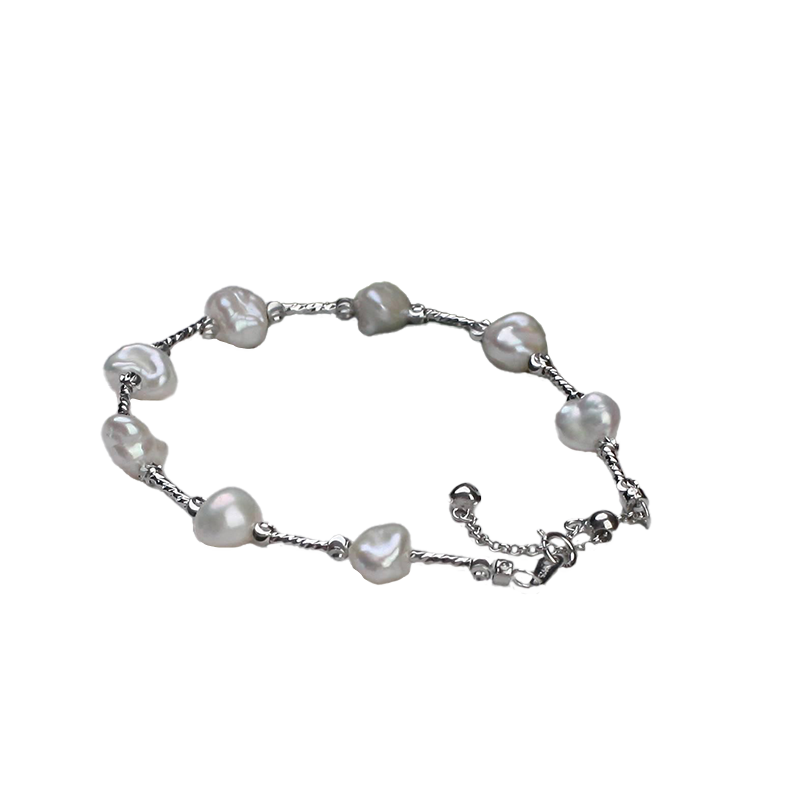 Freshwater Baroque Silver Modern Bracelet