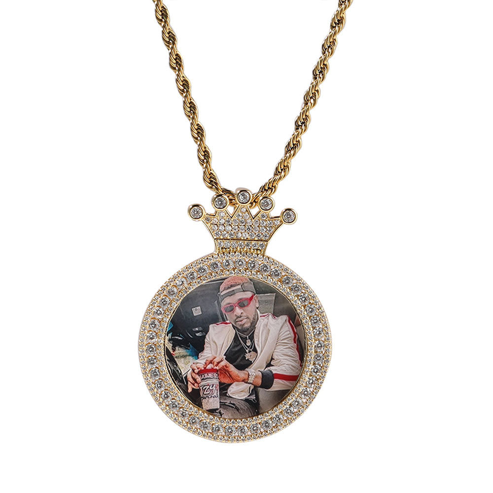 Custom Photo Crown Pendant Necklace