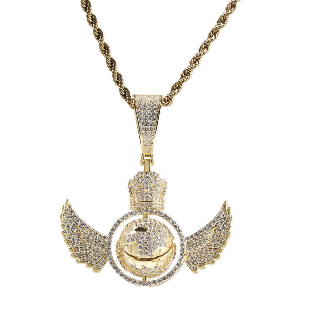 Globe with Wings Pendant Necklace