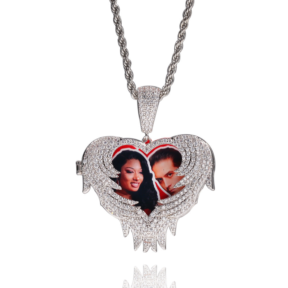 Custom Photo Wings Pendant Necklace