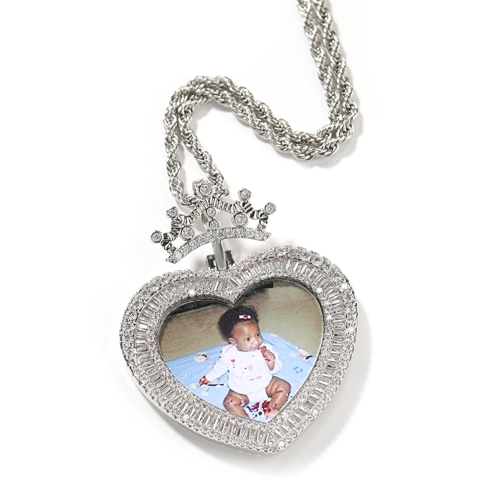 Custom Photo Crown Pendant Necklace