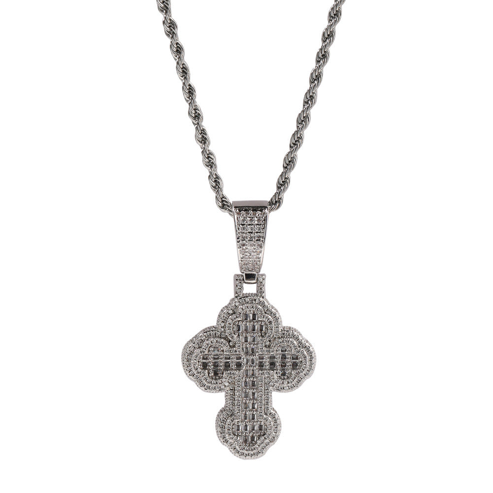 Iced out Cross Pendant Necklace