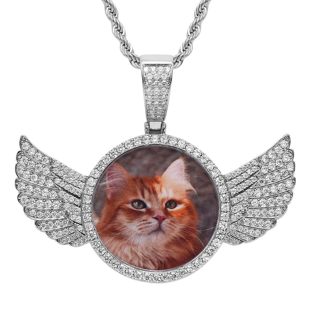 Custom Photo Wings Pendant Necklace