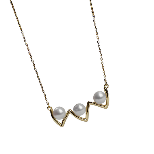 Freshwater Three White Pearls Modern Necklace