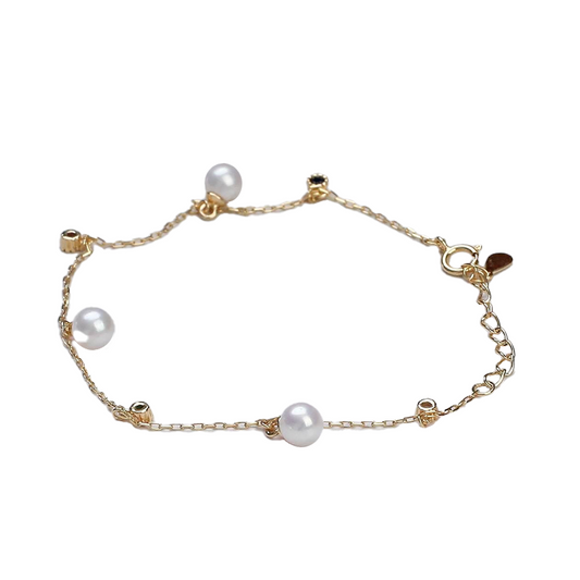 Freshwater Pearl Flexible Gold Bracelet