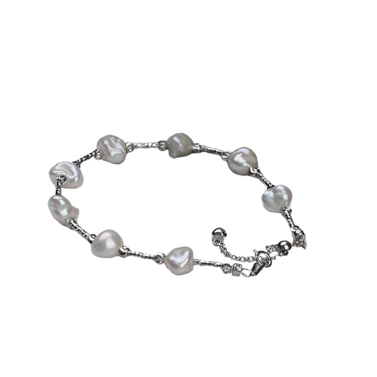 Freshwater Baroque Silver Modern Bracelet