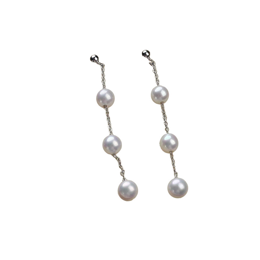Freshwater White Pearls Silver Earrings