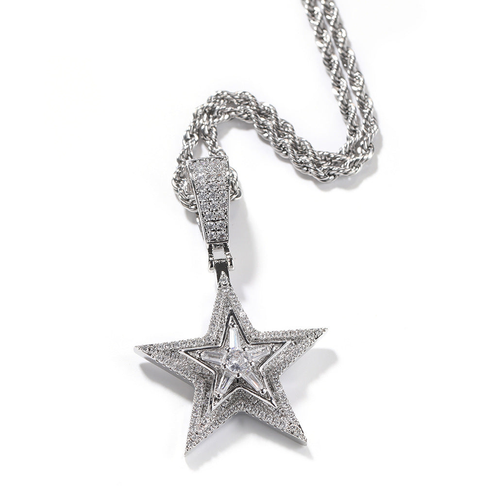 Rotating Pentagram Pendant Necklace