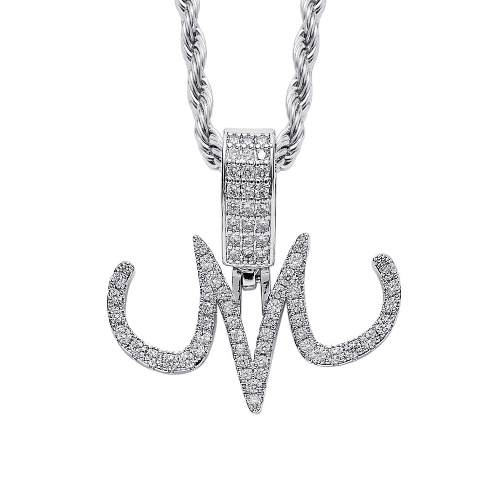 Iced Out Majin M Pendant Necklace