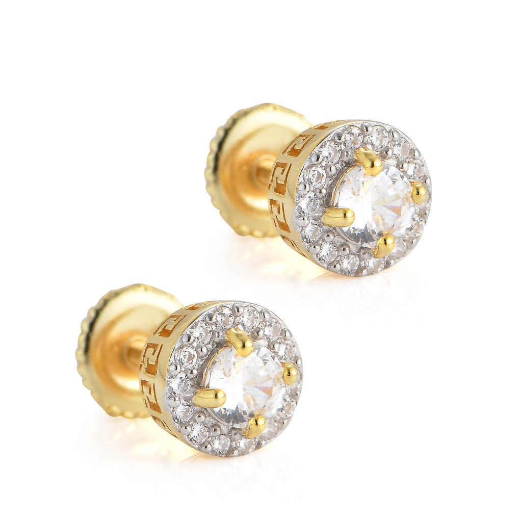 Halo Brilliant-Cut Button Stud Earrings xccscss.