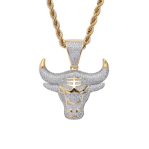 Gold Plated Alloy Bull Pendant & 16