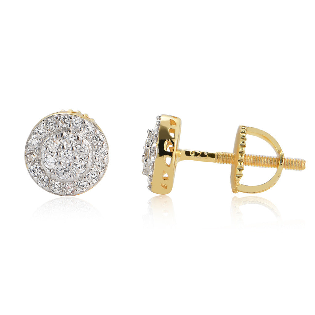 Halo Brilliant-Cut Button Stud Earrings xccscss.