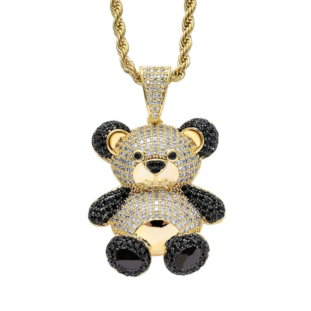 Bear Pendant Necklace Hip Hop for Men