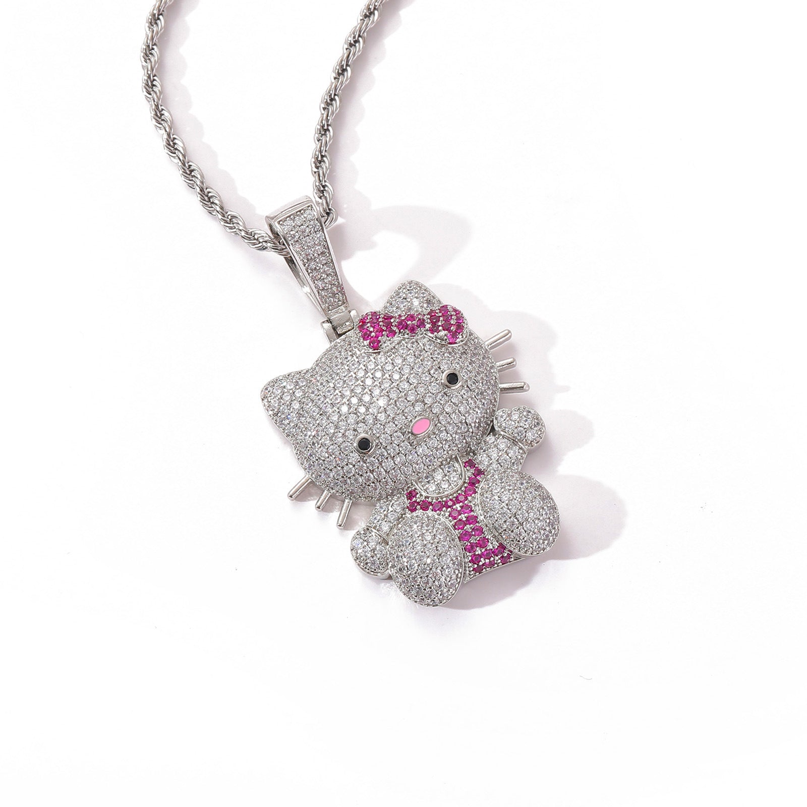 Iced Out Hello Kitty Pendant Necklace