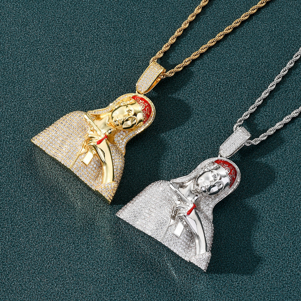 Mary Hold Blood Gun Pendant Necklace