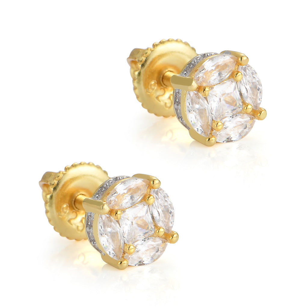 Brilliant-Cut Button Stud Earrings xccscss.