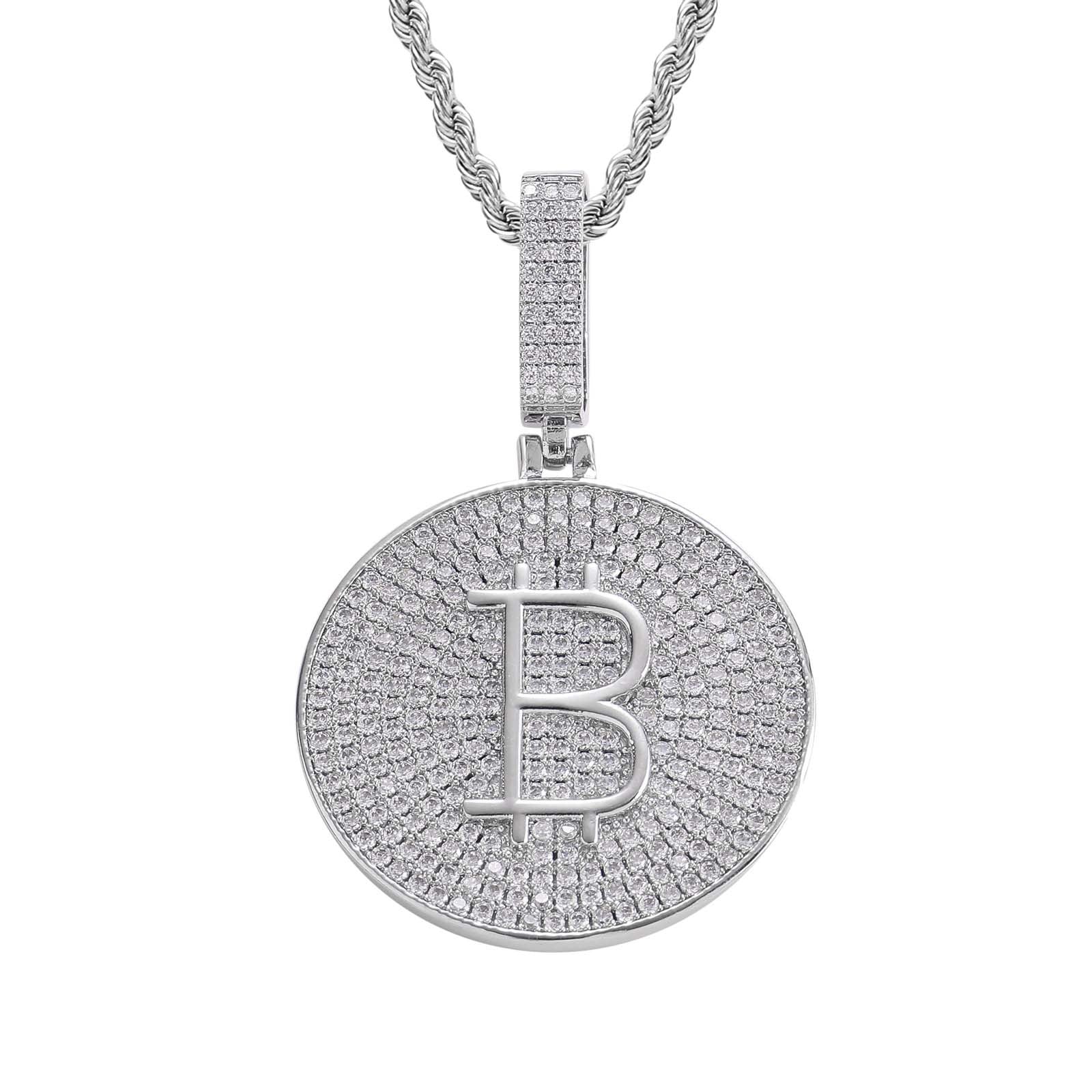 Iced Out Bitcoin Pendant Necklace