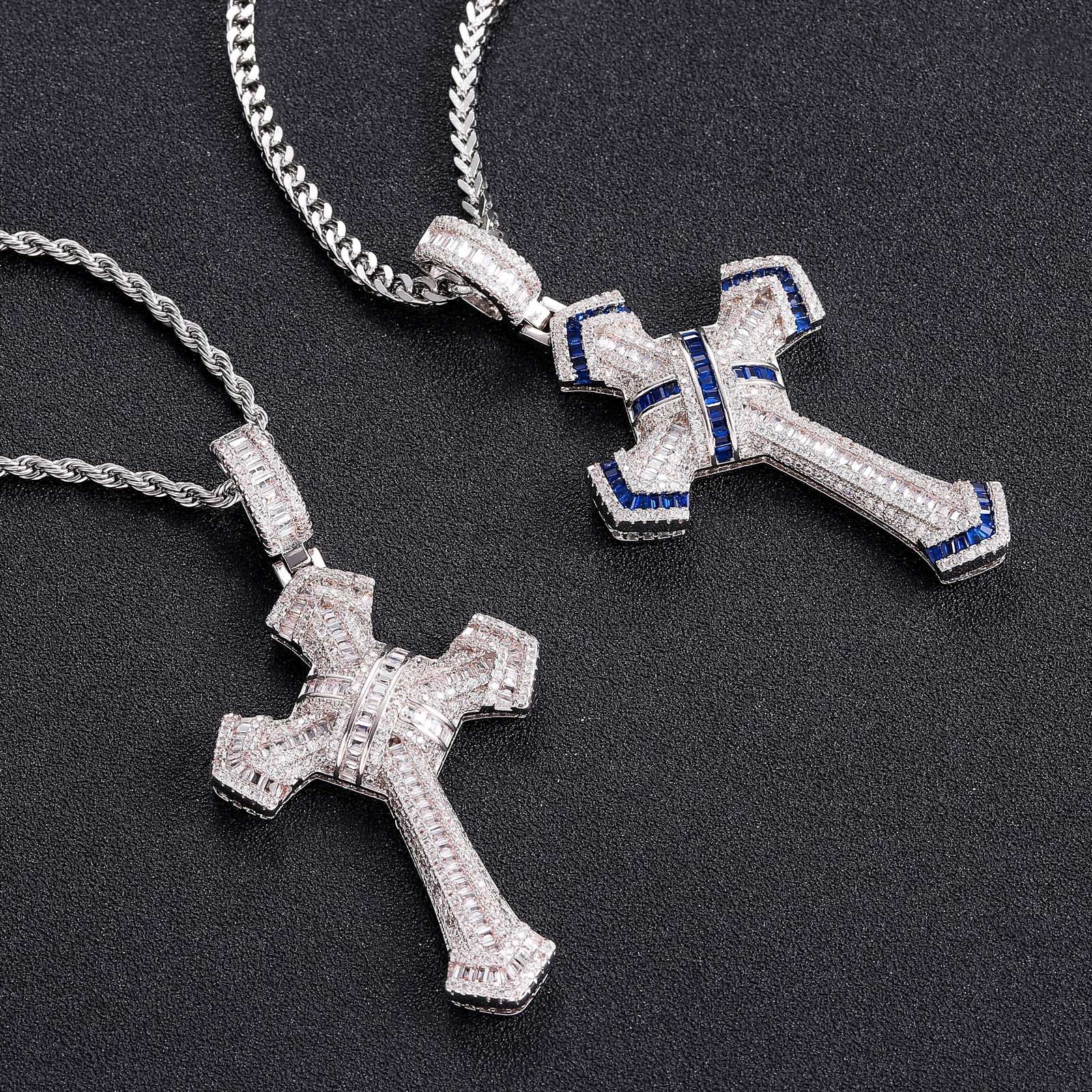 Iced Out Cross Pendant Necklace 4 Colors