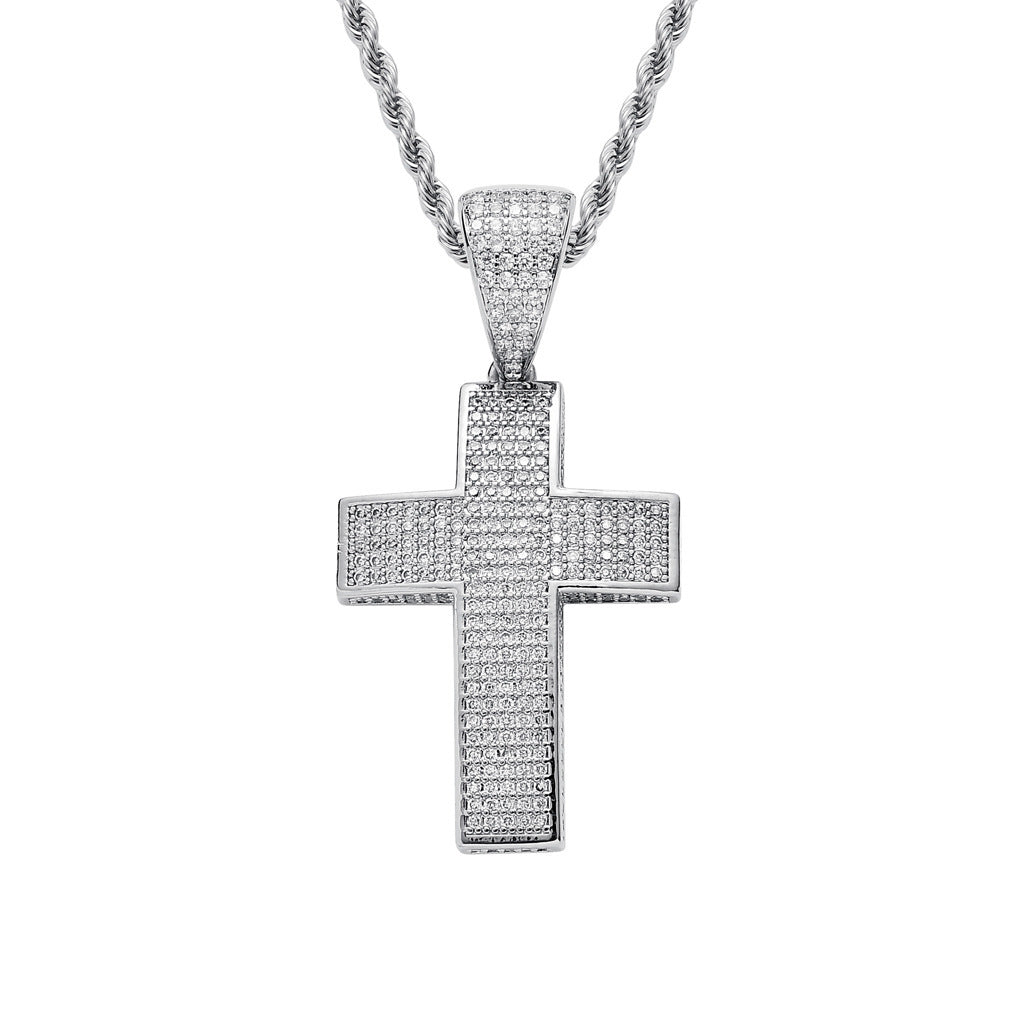 Iced Out Cross Pendant Necklace