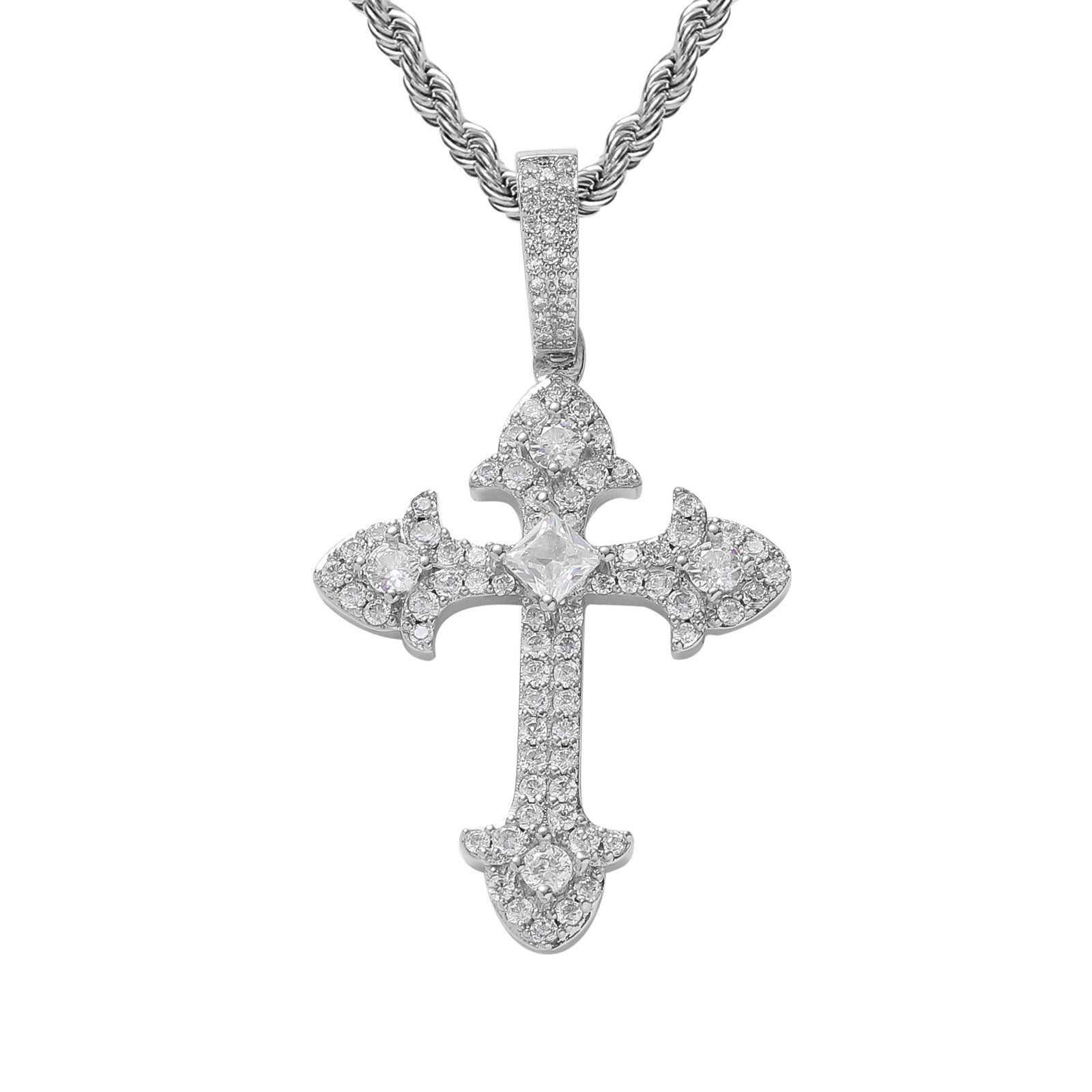 Iced Out Cross Pendant Necklace 3 Colors