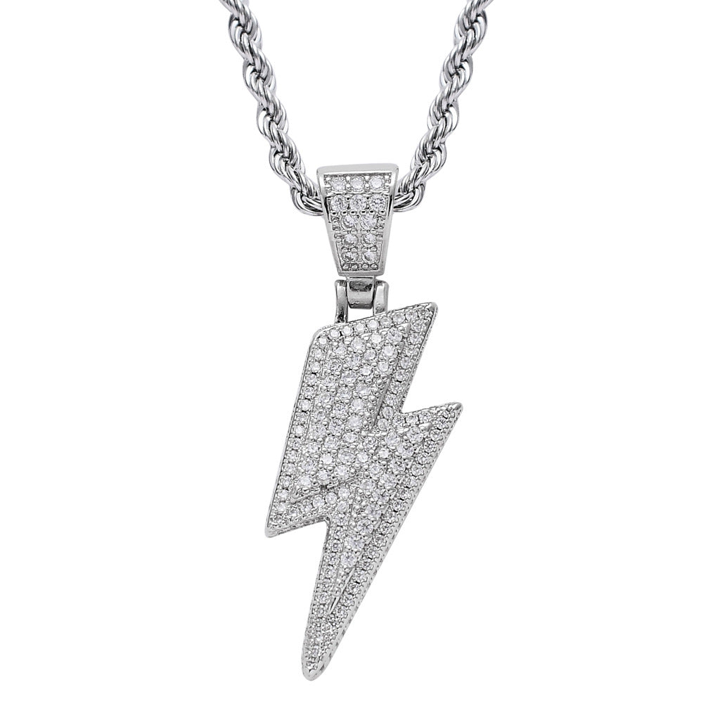 Iced Out Lightning Pendant Necklace