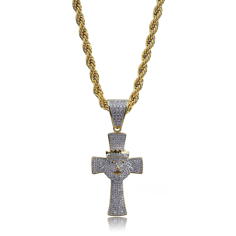 Lion Cross Pendant Necklace for men