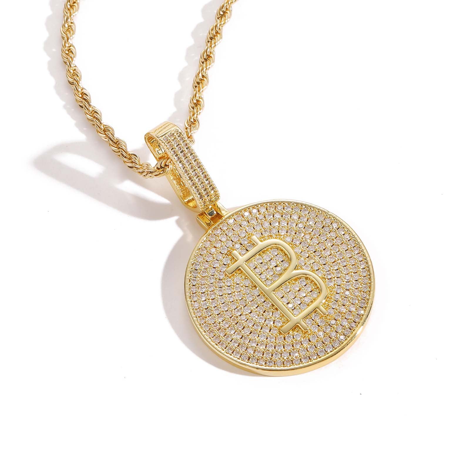 Iced Out Bitcoin Pendant Necklace