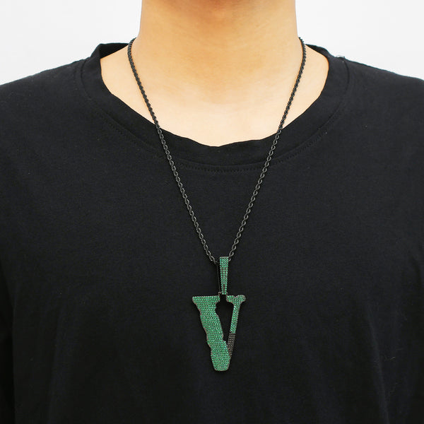 Letter V of VLONE Hip Hop Pendant Chain Necklace for Men &