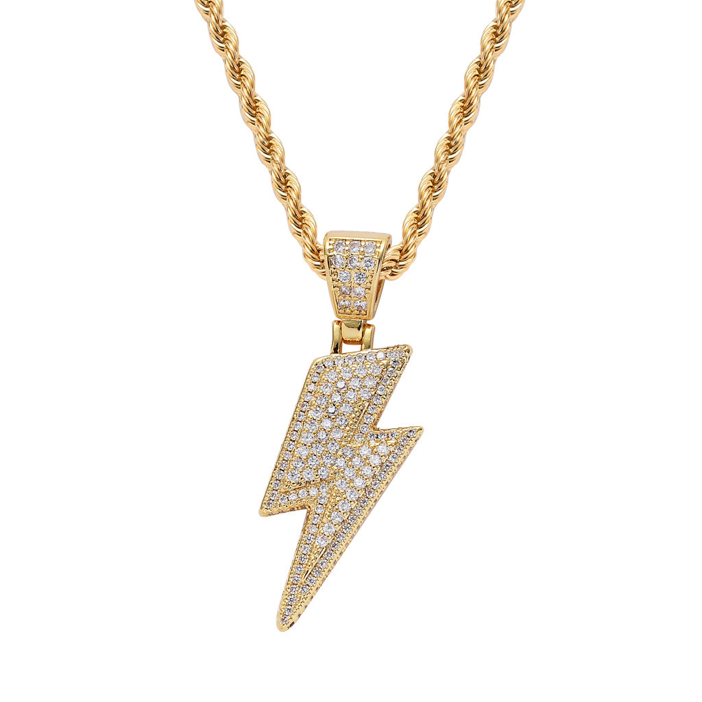 Iced Out Lightning Pendant Necklace