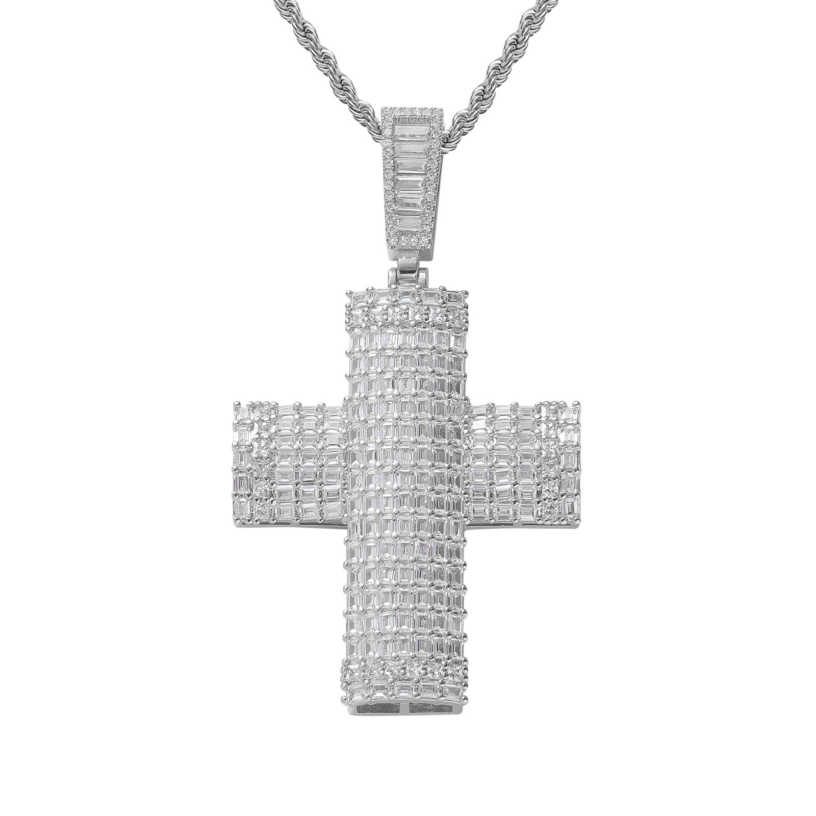 Iced Out Cross Pendant Necklace 2 Colors