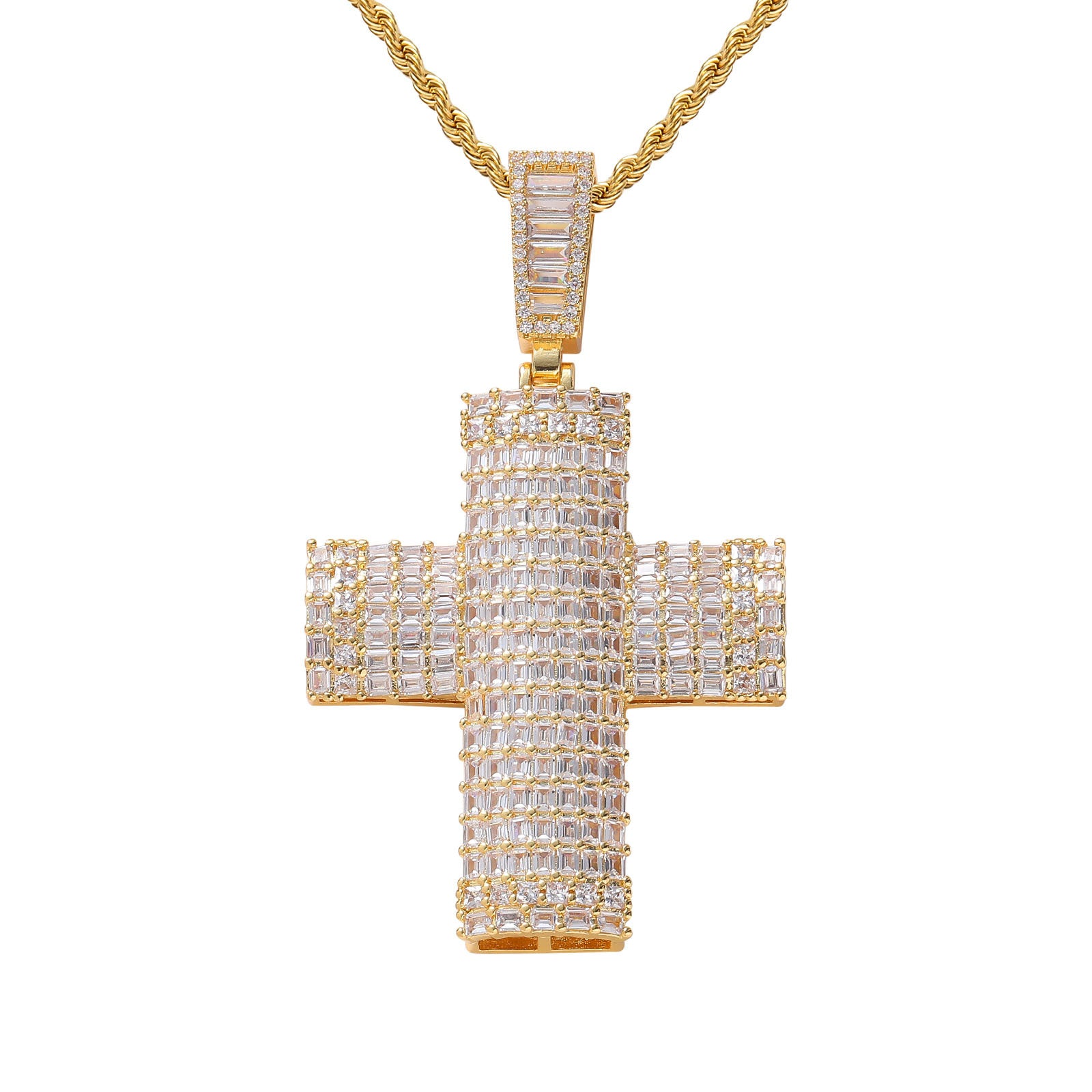 Iced Out Cross Pendant Necklace 2 Colors